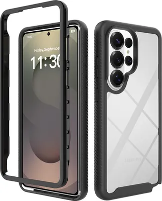 Produktbild von Galaxy S26 Ultra Hülle, Hybrid Transparente Rückseite Robust TPU Bumper Rutschfest Stoßfest Ganzkörper Schutzhülle für Samsung Galaxy S26 Ultra Schwarz