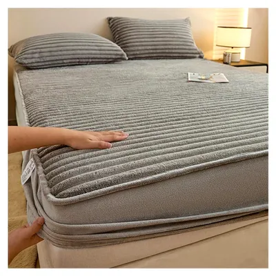 Produktbild von Plüsch Spannbettlaken 90 x 200 cm grau Frottee Matratzenbezug für Matratzen von 25 bis 30 cm Höhe