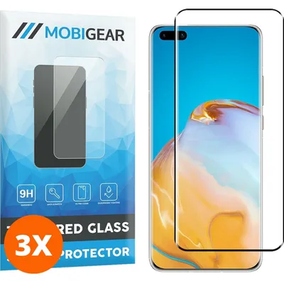 Produktbild von Mobigear Premium 9.98 Huawei P40 Pro Panzerglas Gehärtetes Glas Displayschutz - Hüllenfreundlich - Schwarz (3er Pack)