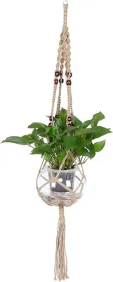 Produktbild von Macrame Hänge für Blumenkörbe - Hänge für Zimmer mit Holzperlen für Blumenkörbehalter Indoor Outdoor Dekoration.
