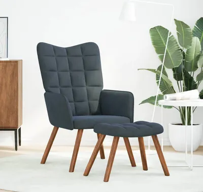 Immagine prodotto di Poltrona Relax con Sgabello in Velluto Grigio Scuro