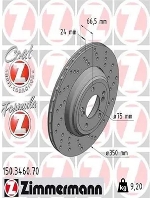 Produktbild von ZIMMERMANN Formula Z Coat Z Bremsscheibe Hinten Rechts für BMW 3 Limousine (E90) 350mm 150.3460.70