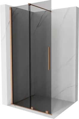 Produktbild von Mexen Velar Duschwand schwenkbar Walk-in 100 x 200 cm, grafit 8 mm, gebürstetes Messing - 871-100-000-43-65