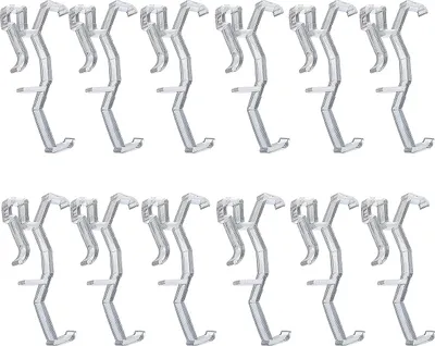 Obrázek produktu pro 12 kusů klipů na žaluzie, 6,35 cm (2,5 palce), průhledný plastový držák pro skryté upevnění horizontálních dřevěných a imitací dřeva žaluzií o šířce 5,08 cm (2 palce) s obloukovými lamelami o šířce 64 mm (2-1/2 palce).