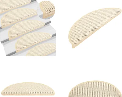 Produktbild von vidaXL Treppenmatten Selbstklebend Sisal Optik 15 Stk. 56x17x3cm Creme - Stufenmatte - Stufenmatten - Stufenteppich - Stufenteppiche