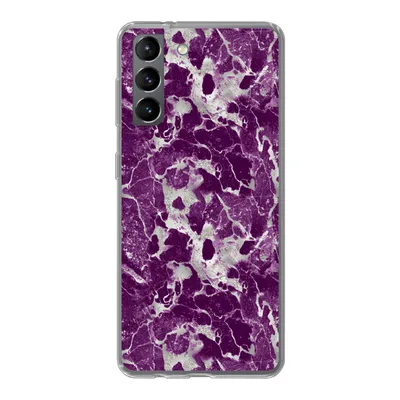 Produktbild von MuchoWow® Handyhülle Schutzhülle Hülle für Samsung Galaxy S21 Marmor - Glitter - Lila - Muster Silikon Softcase Handy Hülle - Softcase