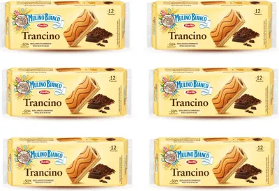 Produktbild von 6x Mulino Bianco Trancino Biskuit Kuchen Snack mit fettarmer Kakaocreme 396g