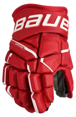 Image de Gants Bauer Supreme MACH Senior rouges, 15 pouces