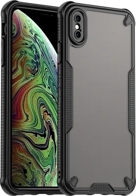 Image de Coque de protection pour iPhone XS, dos mat translucide, coque TPU noire
