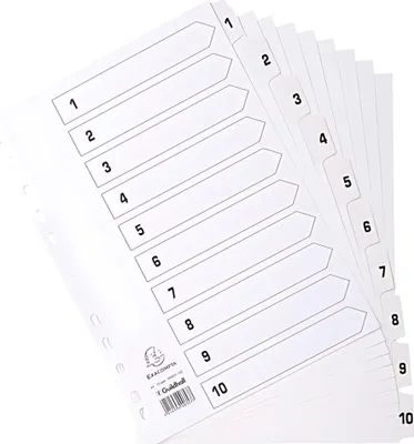Image de EXACOMPTA MWD1-10Z Karton-Register 1-10 DIN A4 weiß 10-teilig