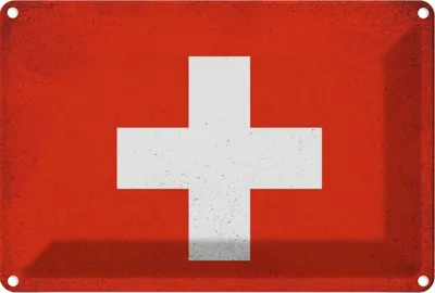Produktbild von vianmo Blechschild 12x18 cm Schweiz Switzerland Vintage Flagge Fahne Wappen