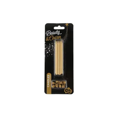 Immagine prodotto di Candele di compleanno oro con basi lunghezza 10 cm - 8 pz