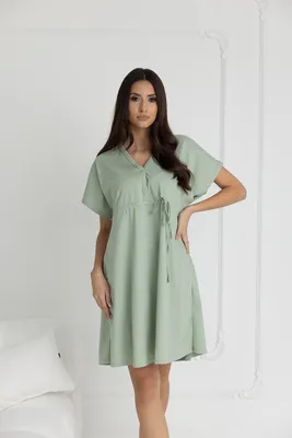 Produktbild von DOLCE SONNO Damen Nachthemd Rebeca – Umstands- und Stillnachthemd aus 100% Baumwolle für Schwangere & Stillende – Sage, Größe M