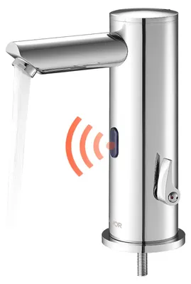 Image de VEVOR : robinet de lavabo sans contact, robinet à capteur pour salle de bains, robinetterie de lavabo automatique, mitigeur monocommande àmains libres, robinet à piles, finition nickel brossé