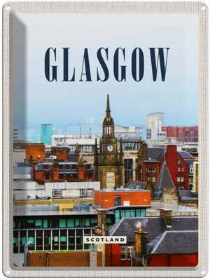Produktbild von vianmo Blechschild 40x30 cm Glasgow Scotland Altstadt Bildmotiv Reisemotiv Abenteuer Reisen Straße Stadt Urlaub
