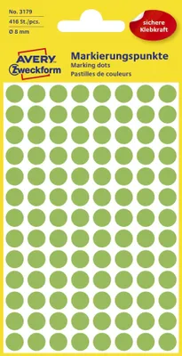 Immagine prodotto di Avery Zweckform® 3179 Punti marcatori Ø 8 mm 4 fogli/416 etichette verde brillante