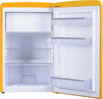 Produktbild von Amica KS 15613 Y, Kühlschrank mit Gefrierfach im Retro Design, 85 cm Höhe, honey yellow,