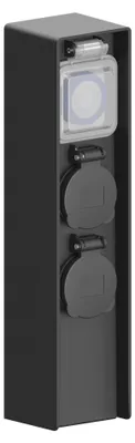 Image de Prise électrique Ledvion IP44, noire, avec 2 prises et minuterie intégrée