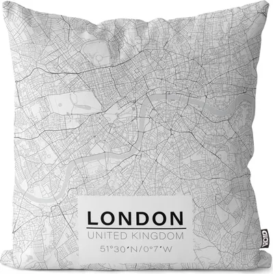 Produktbild von VOID London Karte Kissenbezug Kissenhülle Sofakissen Kissen Deko Outdoor-Kissen Dekokissen