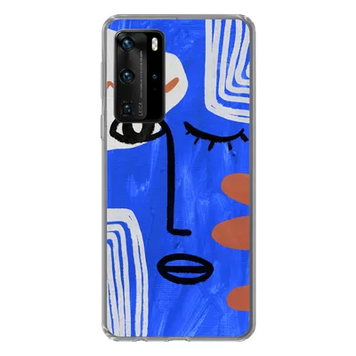 Produktbild von MuchoWow® Handyhülle Schutzhülle Hülle für Huawei P40 Pro Gesicht - Blau - Abstrakt Silikon Softcase Handy Hülle - Schutz