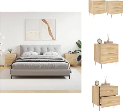 Produktbild von vidaXL Nachttische 2 Stk. Sonoma-Eiche 40x35x47,5 cm Holzwerkstoff -  Nachttische