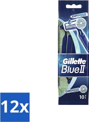 Produktbild von Gillette Blue 2 Einwegrasierer – Chrombeschichtung – 10 Klingen - Vorteilspack - 12 Stücke