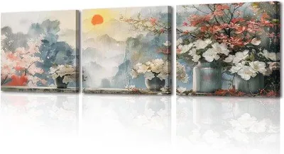 Obrázok produktu pre Moderné umenie Bergzicht Zonsopgang Scéna maľba na plátne - spálňa kancelária umenie - 3 panely 30 x 30 cm