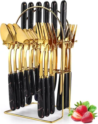 Produktbild von 6-teiliges Besteckset - hochwertiger Edelstahl - Set von 24