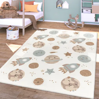 Produktbild von TT Home Waschbarer Teppich Krabbelmatte Babyzimmer Kinder Rutschfest Flauschig Punkte Größe 140x200 cm