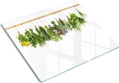 Obrázok produktu pre Sklenená ochranná doska – Kryt varnej dosky – Kryt na indukčnú dosku – 60x52 cm – Rýchle čistenie – Tvrdené sklo – Bylinná šnúrka