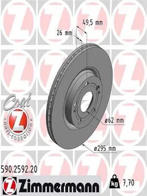 Produktbild von 2x ZIMMERMANN 590.2592.20 Bremsscheibe