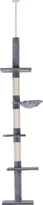 Produktbild von Deckenspanner-Kratzbaum - Katzenbaum - Höhenverstellbar 230–260 cm - 5 Ebenen - Holz - Grau