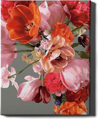 Produktbild von Oh Art! – Malen nach Zahlen Set – 40x50cm, mit Holzrahmen und Pinseln "Rosa Tulpen" DIY