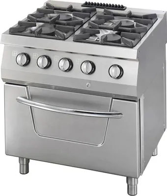 Immagine prodotto di Maxima - Cucina Gastro Heavy Duty - 4 fuochi - doppia unità - profondità 70 cm - 37 kW - gas incl. Forno