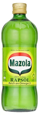 Produktbild von Mazola Rapsöl 750ml, 100% rein, reich an Omega 3 & Vitamin E, neutraler Geschmack, bis 180°C erhitzbar