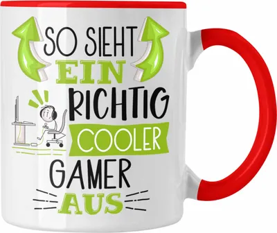 Produktbild von Trendation - So Sieht Ein Richtig Cooler Gamer Aus Geschenk Tasse Lustiger Spruch Geschenkidee (Rot)