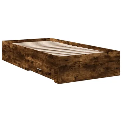 Immagine prodotto di vidaXL Struttura letto con cassetti in rovere fumé 90x190 cm Materiale a base di legno