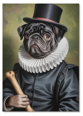 Produktbild von POSTER - 21x29 cm (A4) - Rin - Abbildung eines Hundes in einem Renaissance-Kostüm - Wandbild für Wohnzimmer Schlafzimmer & Flur, Modernes Poster Wanddeko, Ungerahmt