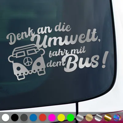 Produktbild von PantherPixel Fahr Mit Dem Bus Aufkleber Denk An Die Umwelt Sticker Auto Geschenkidee Farbe Silber