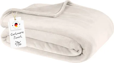 Produktbild von Kuscheldecke Flauschig Fleecedecke 180x220 Sofa Couch Decke, Wohndecke Natur