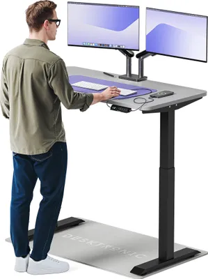 Zdjęcie produktu dla Desktronic HomeOne biurko z elektryczną regulacją wysokości 120x60cm czarno-szare z funkcją pamięci, technologią antykolizyjną, portami ładowania USB-A i USB-C