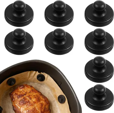 Produktbild von Magnete für Pergamentpapier für Luftfritteusen, 8 Stück, Silikonverschluss für Einweg-Papiereinlagen, verhindert Verbrennungen und schützt Lebensmittel, BPA-frei, wasserdicht
