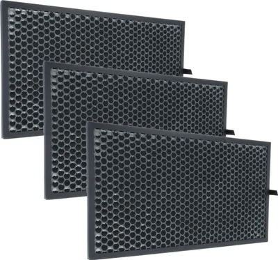 Produktbild von vhbw 3x Aktivkohlefilter kompatibel mit Sharp KC-D60EU-W, KC-G60EUW Luftreiniger - Luftfilter Schwarz