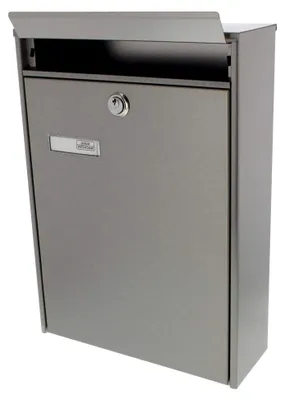 Produktbild von Briefkasten ohne Zeitungsfach mit Namensschild, rostfreier Edelstahl, Einwurf-Format DIN C4, inkl. 2 Schlüssel