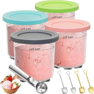 Image de Support à glace, 4 pièces - Accessoires pour la machine à glace Ninja Creami - Pot à glace pour NC300 et NC301