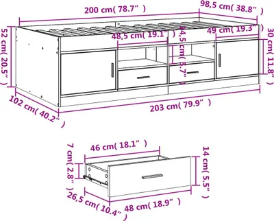 Produktbild von vidaXL Tagesbett mit Schubladen ohne Matratze Weiß 100x200 cm