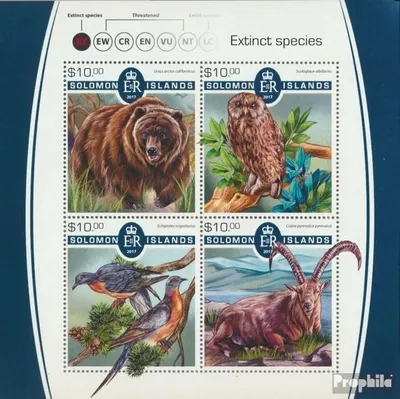 Produktbild von Briefmarken Salomoninseln 2017 Mi 4767-4770 Kleinbogen (kompl. Ausg.) postfrisch Ausgestorbene Spezies
