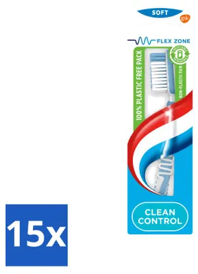 Produktbild von 15 x Aquafresh Clean Control Soft Zahnbürste - Vorteilspackung - 15 Stücke