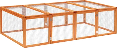 Produktbild von Klietka pre hlodavce PAWHUT D51-090, vonkajší výbeh, domček pre malé zvieratá, z jedľového dreva, prírodná - B