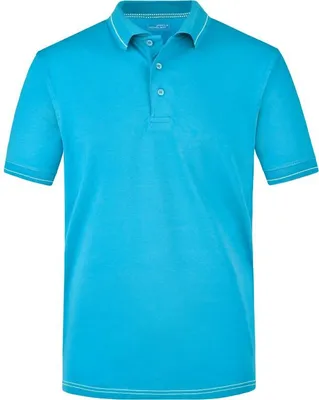 Produktbild von Hochwertiges Poloshirt mit Kontraststreifen aqua/white, Gr. L